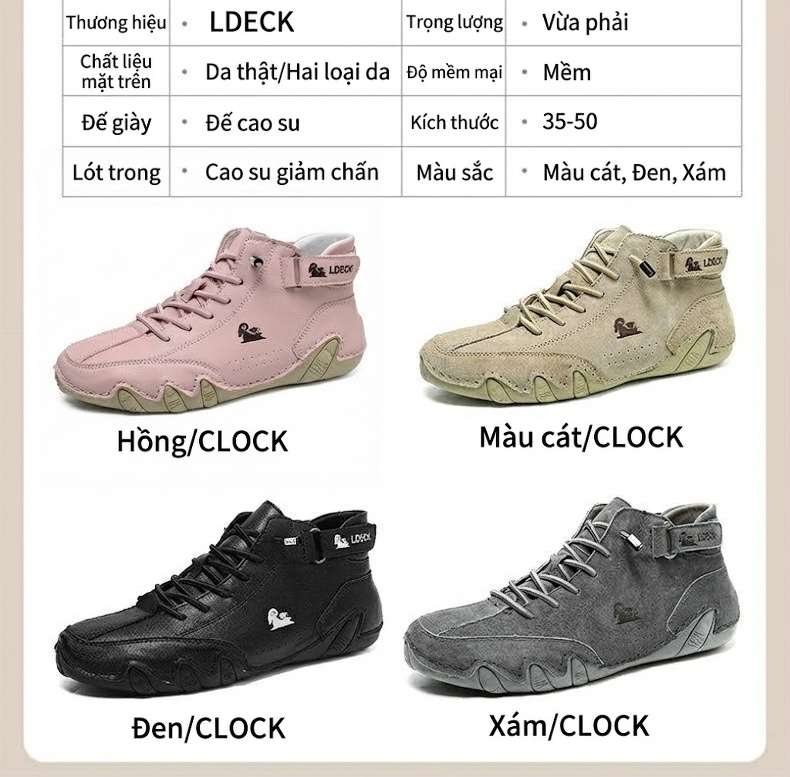 Giày Martin Nữ Da Thật Cổ Cao Chiều Cao Đế Khoảng 3cm Màu Hồng, Be, Xám chi tiết 5