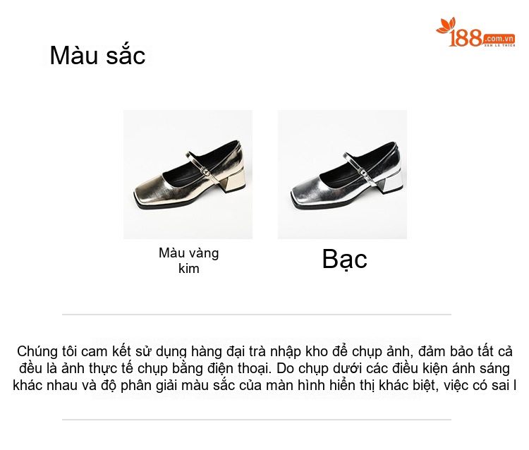 Giày Mary Jane Nữ Da Bóng Khóa Một Chữ Chiều Cao Đế Khoảng 5cm Màu Vàng, Bạc chi tiết 4