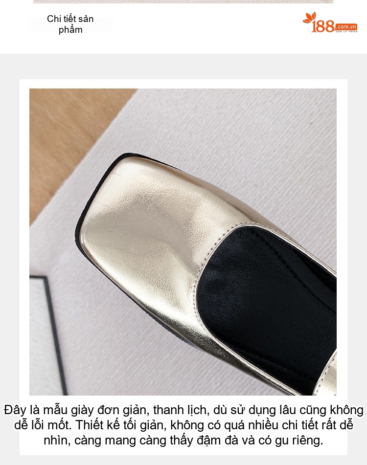 Giày Mary Jane Nữ Da Bóng Khóa Một Chữ Chiều Cao Đế Khoảng 5cm Màu Vàng, Bạc chi tiết 6