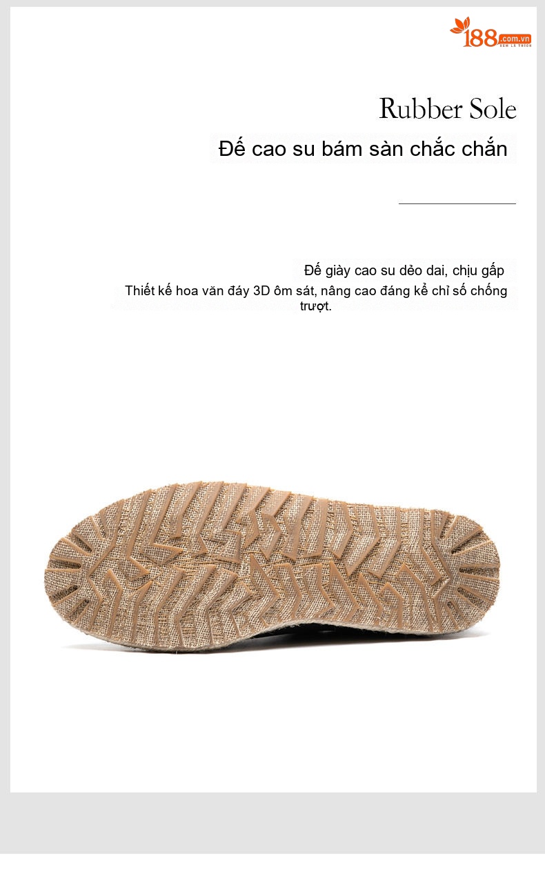 Giày Moccasin Buộc Dây Nam Da Bò Thoải Mái Chiều Cao Đế Khoảng 2cm Màu Nâu, Đen chi tiết 12