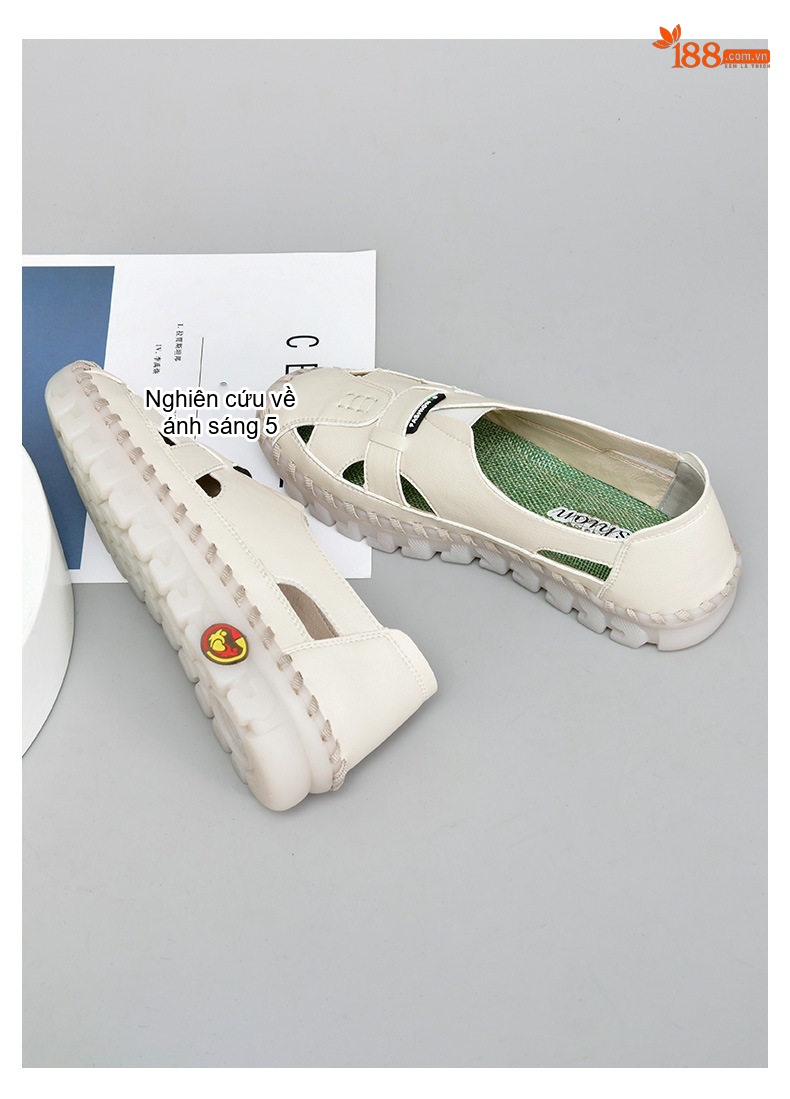 Giày Mọi Nữ Da Mềm Quai Hở Thủ Công Chiều Cao Đế Khoảng 2cm Màu Nâu, Trắng, Đen, Đỏ... chi tiết 14