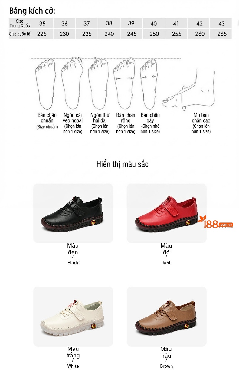 Giày Mọi Nữ Đế Mềm Chiều Cao Đế Khoảng 2cm Da Bóng Màu Trắng, Đen, Nâu chi tiết 4