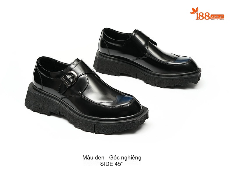 Giày Monk Strap Nam Da Bóng Chiều Cao Đế Khoảng 4cm Màu Đen, Nâu chi tiết 12