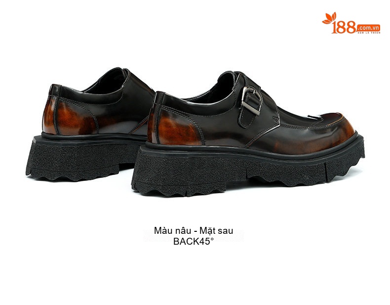 Giày Monk Strap Nam Da Bóng Chiều Cao Đế Khoảng 4cm Màu Đen, Nâu chi tiết 15