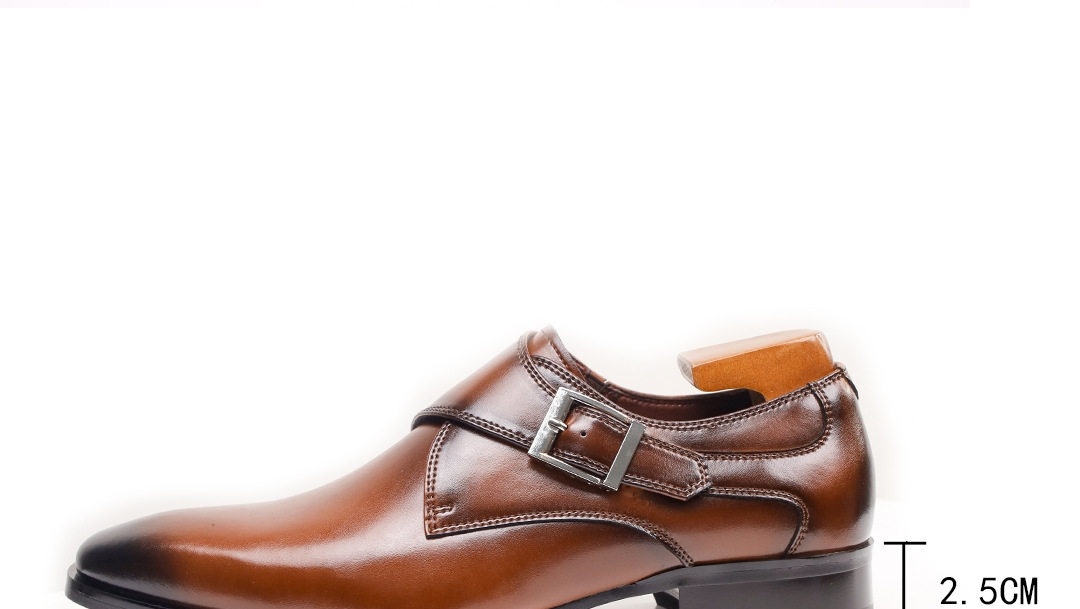 Giày Monk Strap Nam Da Bóng Chiều Cao Đế Khoảng 3cm Màu Nâu chi tiết 11