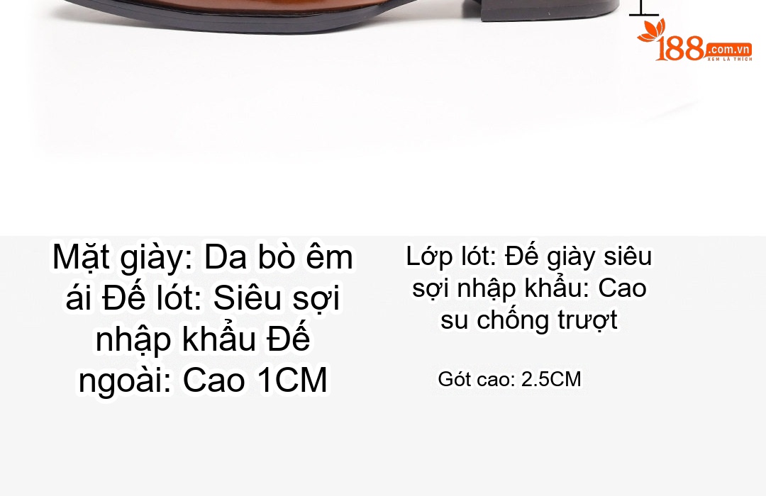 Giày Monk Strap Nam Da Bóng Chiều Cao Đế Khoảng 3cm Màu Nâu chi tiết 12