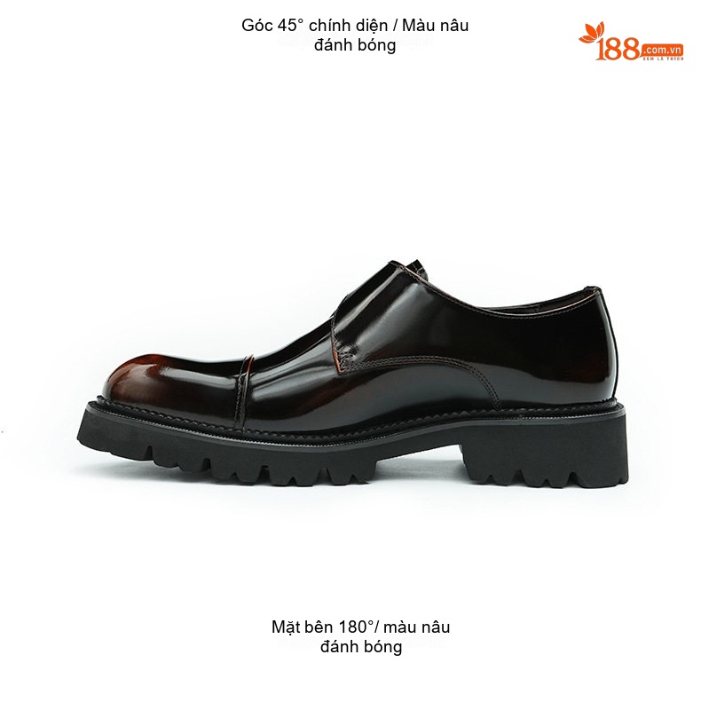 Giày Monkstrap Khóa Cài Nam Da Bóng Chiều Cao Đế Khoảng 4cm Màu Đen, Nâu Đỏ chi tiết 10