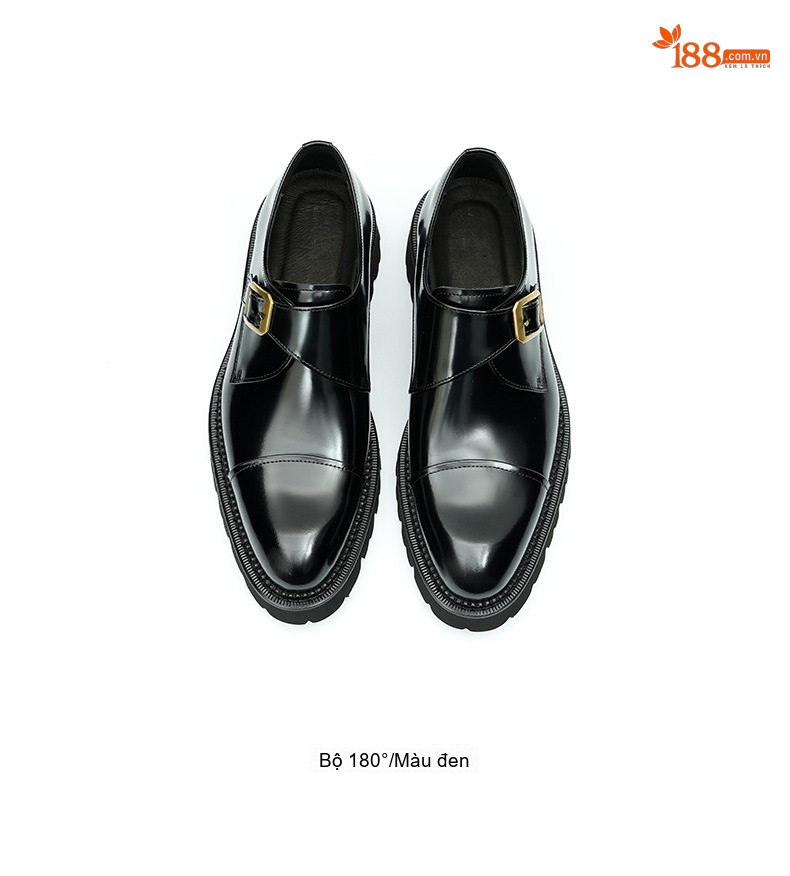 Giày Monkstrap Khóa Cài Nam Da Bóng Chiều Cao Đế Khoảng 4cm Màu Đen, Nâu Đỏ chi tiết 13