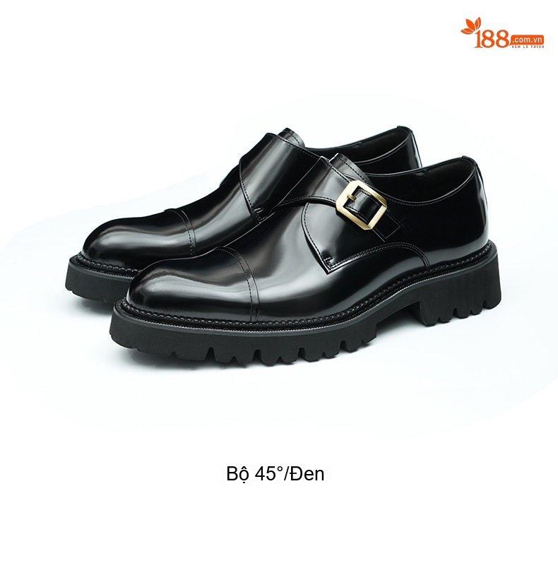 Giày Monkstrap Khóa Cài Nam Da Bóng Chiều Cao Đế Khoảng 4cm Màu Đen, Nâu Đỏ chi tiết 14