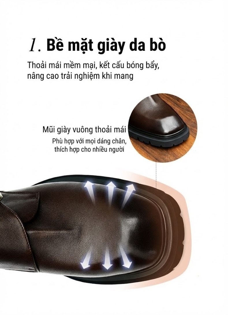 Giày Monkstrap Khóa Cài Nam Da Bóng Đế Dày Chiều Cao Đế Khoảng 4cm Màu Đen, Nâu chi tiết 8