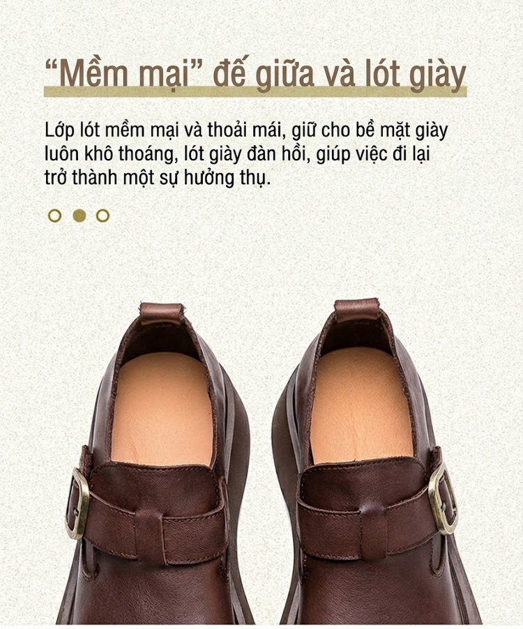 Giày Mules Nữ Da Bóng Đế Bánh Mì Chiều Cao Đế Khoảng 5cm Màu Đen, Nâu chi tiết 6