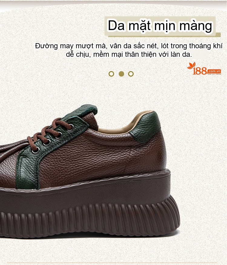 Giày Nữ Cổ Thấp Phong Cách Retro Đế Bánh Mì Chiều Cao Đế Khoảng 4cm Màu Đen, Đỏ, Nâu, Xanh Lá chi tiết 4