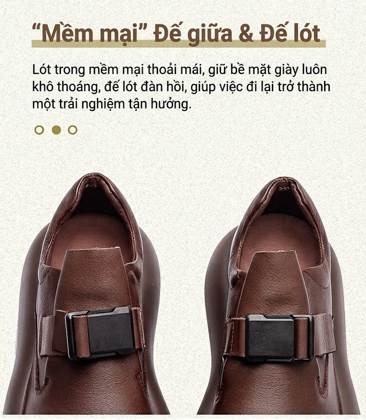 Giày Nữ Da Bò Đế Bệt Khóa Dán Chiều Cao Đế Khoảng 5cm Màu Đen, Nâu chi tiết 6