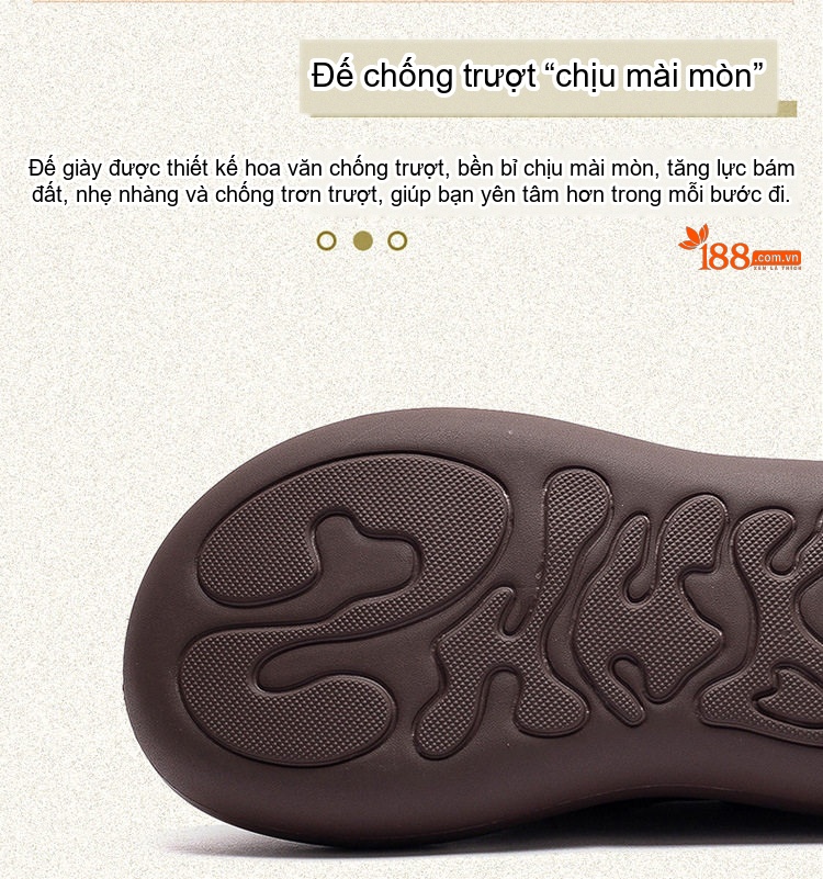 Giày Nữ Da Bò Đế Bệt Khóa Dán Chiều Cao Đế Khoảng 5cm Màu Đen, Nâu chi tiết 5