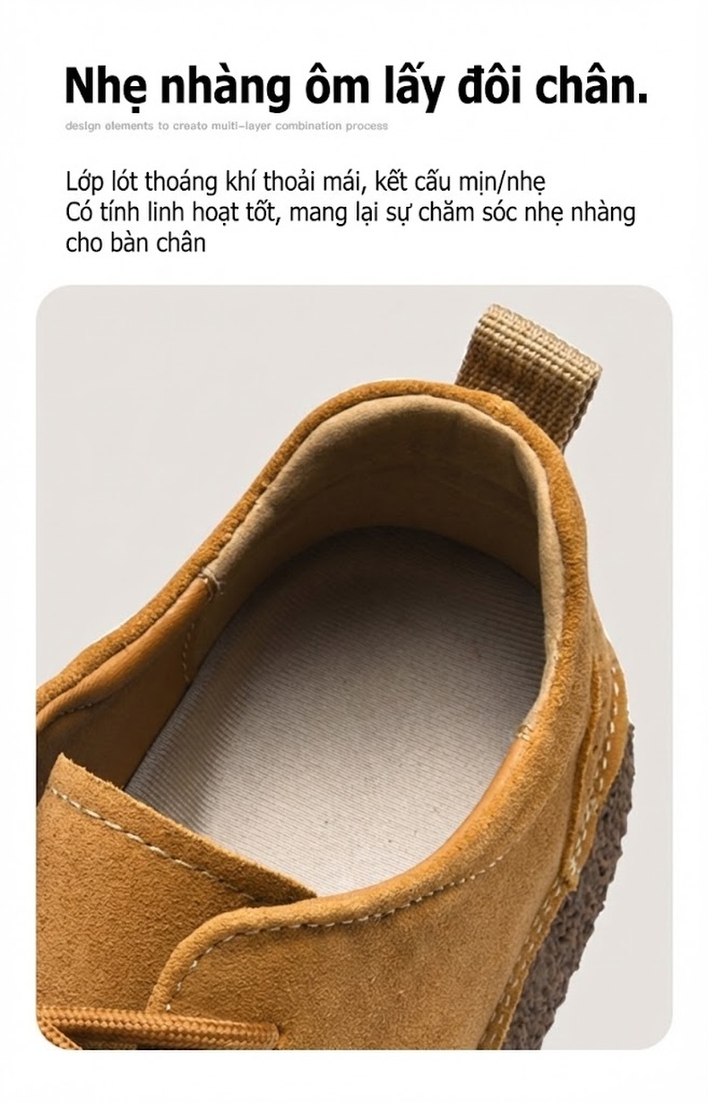 Giày Oxford Nam Da Mờ Đế Dày Chiều Cao Đế Khoảng 3cm Màu Nâu, Xám, Kem chi tiết 11