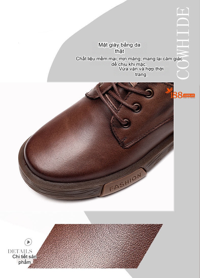 Giày Oxford Nữ Da Bò Buộc Dây Chiều Cao Đế Khoảng 3cm Phong Cách Vintage Màu Nâu, Đen chi tiết 17