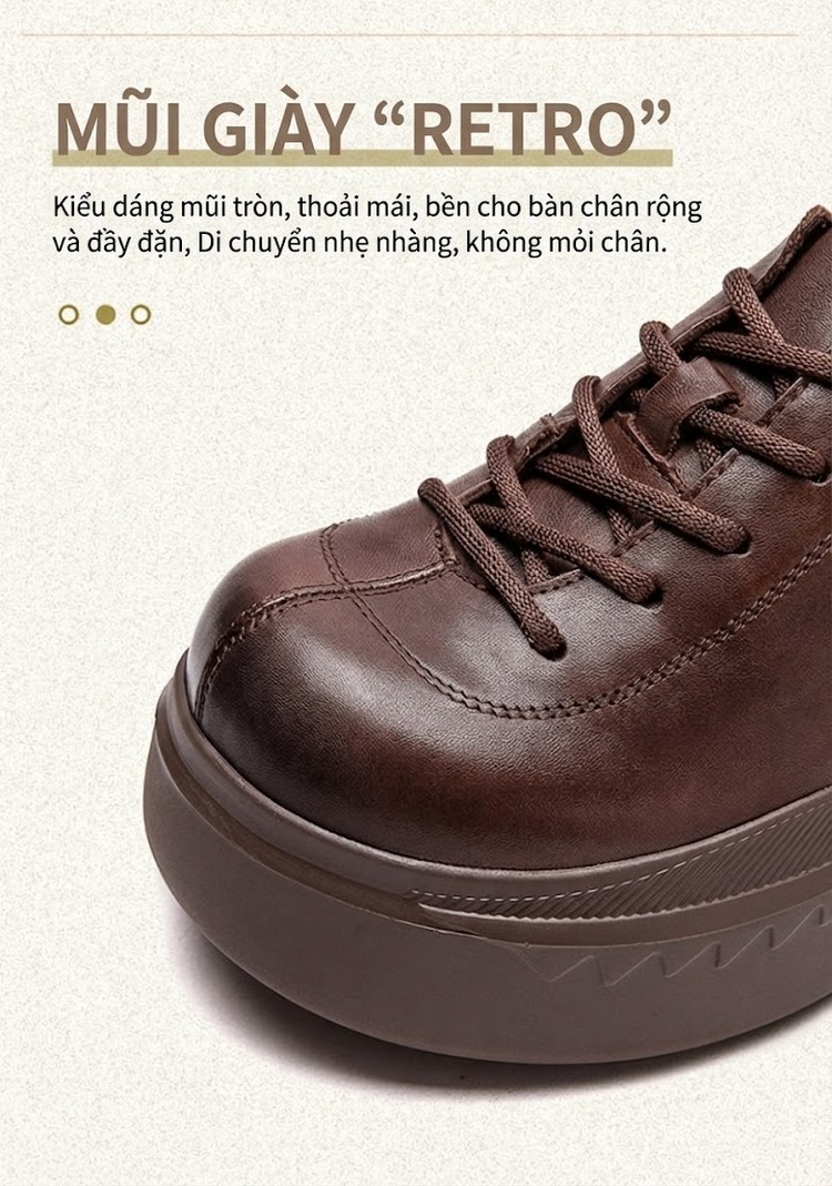 Giày Oxford Nữ Da Bò Chiều Cao Đế Khoảng 6cm Màu Đen, Nâu chi tiết 3