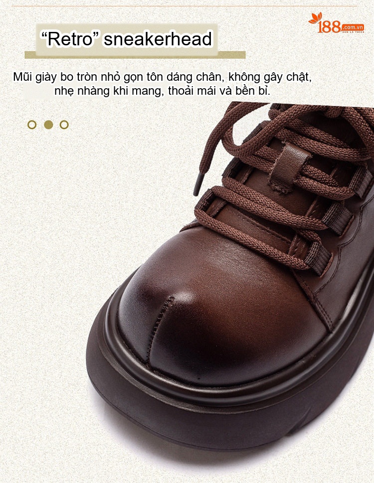 Giày Oxford Nữ Da Bò Đế Bánh Mì Chiều Cao Đế Khoảng 6cm Màu Đen, Nâu chi tiết 4