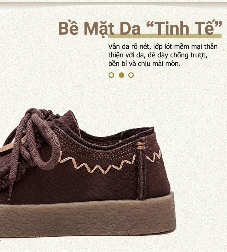 Giày Oxford Nữ Da Bò Đế Bệt Chiều Cao Đế Khoảng 3cm Màu Vàng, Nâu chi tiết 3