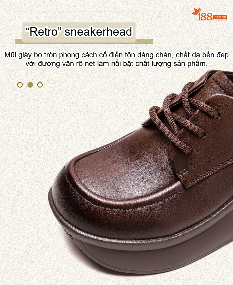 Giày Oxford Nữ Da Bò Đế Xuồng Chiều Cao Đế Khoảng 5cm Màu Đen, Nâu chi tiết 4