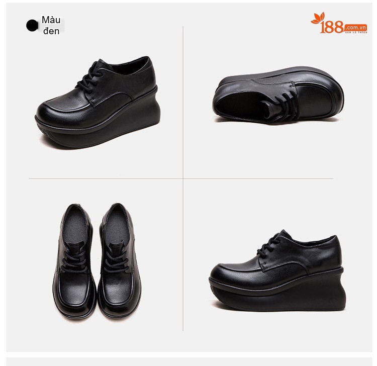 Giày Oxford Nữ Da Bò Đế Xuồng Chiều Cao Đế Khoảng 5cm Màu Đen, Nâu chi tiết 17