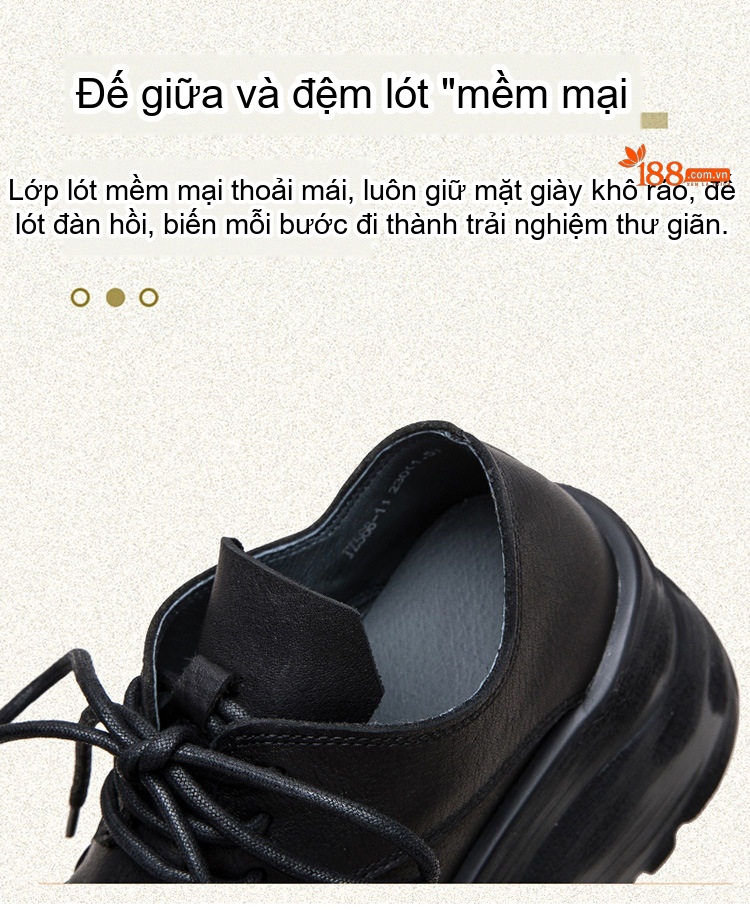 Giày Oxford Nữ Da Bò Dệt Chiều Cao Đế Khoảng 5cm Màu Đen chi tiết 5