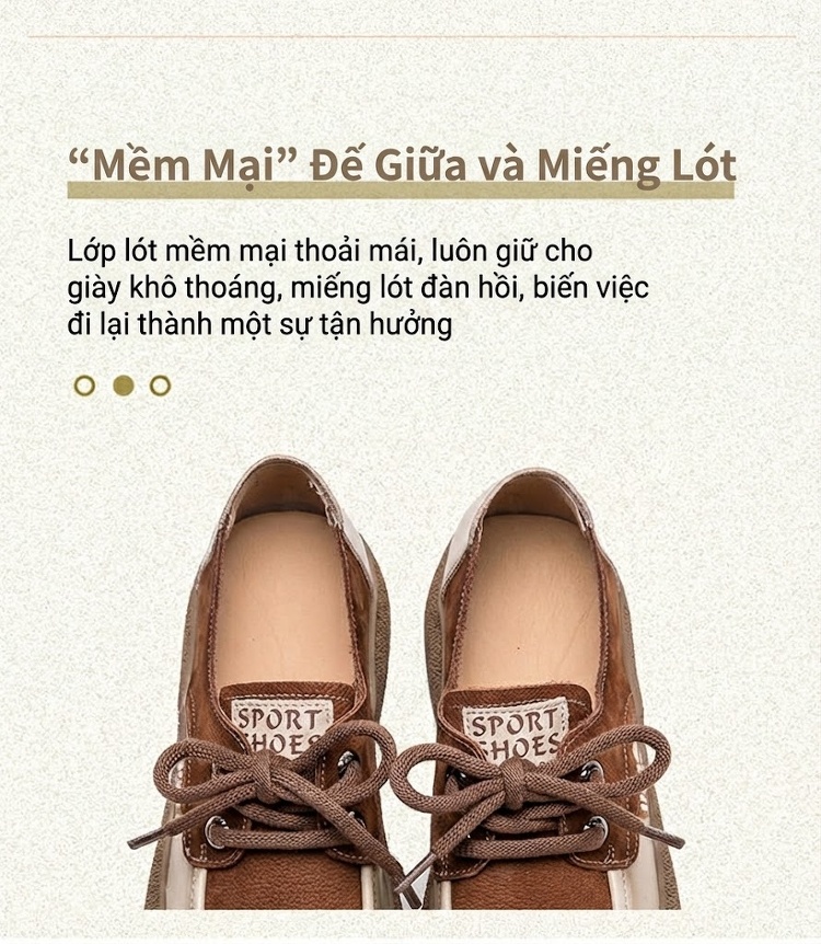 Giày Oxford Nữ Da Bò Phối Màu Buộc Dây Chiều Cao Đế Khoảng 2cm Màu Nâu, Kem chi tiết 6
