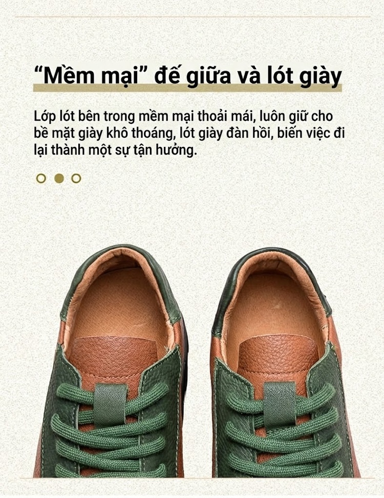 Giày Oxford Nữ Da Bò Tăng Chiều Cao Đế Khoảng 3.5cm Màu Nâu, Đen, Xanh Lá chi tiết 5