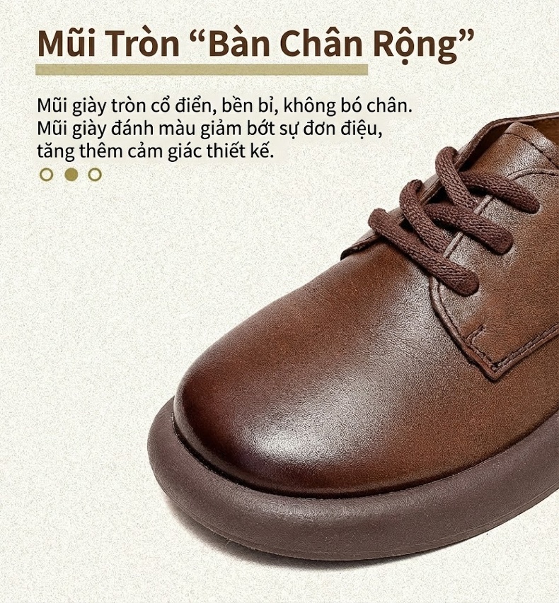 Giày Oxford Nữ Da Bóng Cổ Điển Chiều Cao Đế Khoảng 3cm Màu Đen, Nâu chi tiết 3