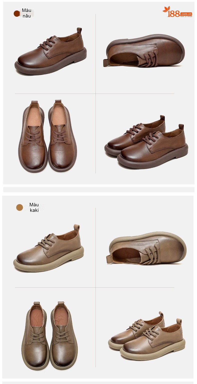 Giày Oxford Nữ Da Bóng Cổ Điển Chiều Cao Đế Khoảng 3cm Màu Đen, Nâu chi tiết 14