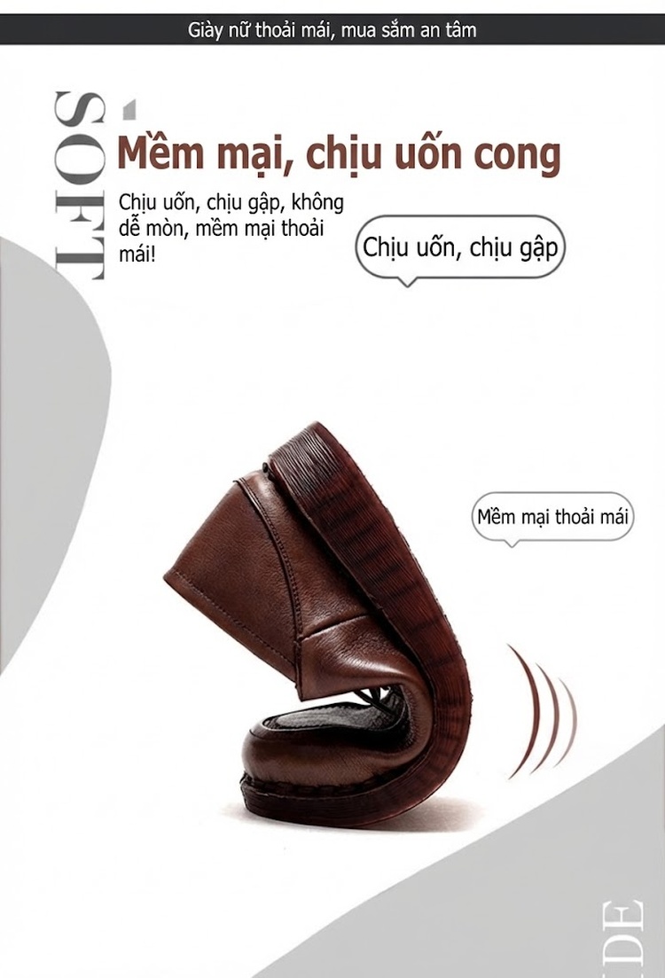 Giày Oxford Nữ Da Bóng Mũi Tròn Buộc Dây Chiều Cao Đế Khoảng 3cm Màu Đen, Nâu chi tiết 4