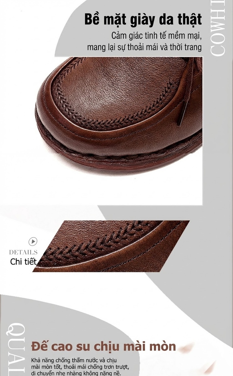 Giày Oxford Nữ Da Bóng Mũi Tròn Buộc Dây Chiều Cao Đế Khoảng 3cm Màu Đen, Nâu chi tiết 5