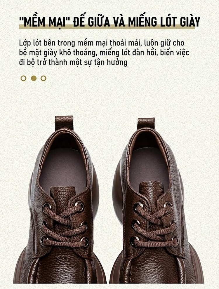 Giày Oxford Nữ Da Mờ Chiều Cao Đế Khoảng 6cm Màu Đen, Nâu chi tiết 5
