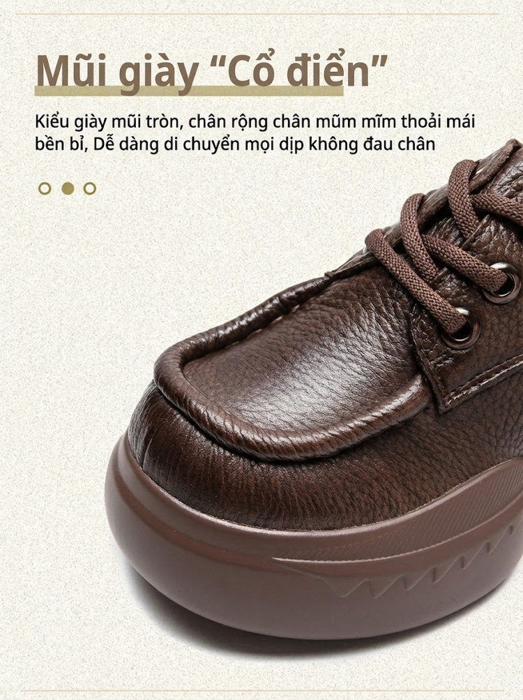 Giày Oxford Nữ Da Mờ Chiều Cao Đế Khoảng 6cm Màu Đen, Nâu chi tiết 3