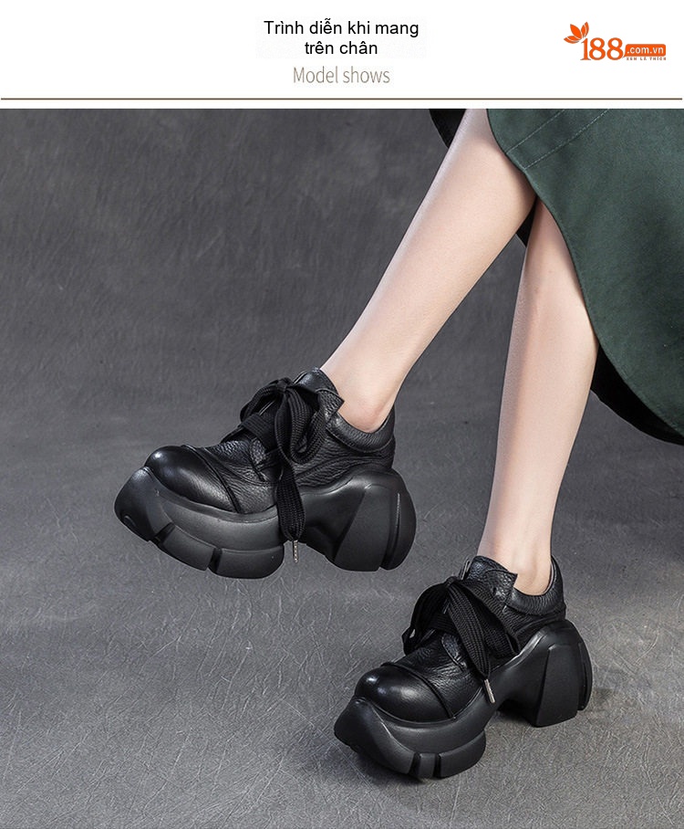 Giày Oxford Nữ Da Mờ Đế Dày Chiều Cao Đế Khoảng 6cm Màu Đen, Nâu chi tiết 6