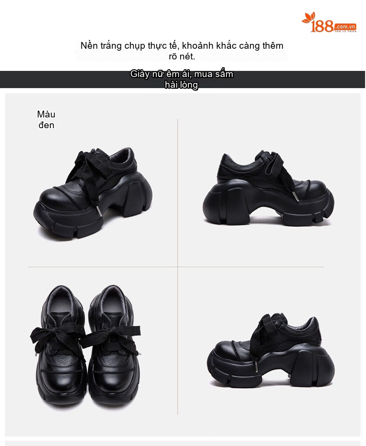 Giày Oxford Nữ Da Mờ Đế Dày Chiều Cao Đế Khoảng 6cm Màu Đen, Nâu chi tiết 15