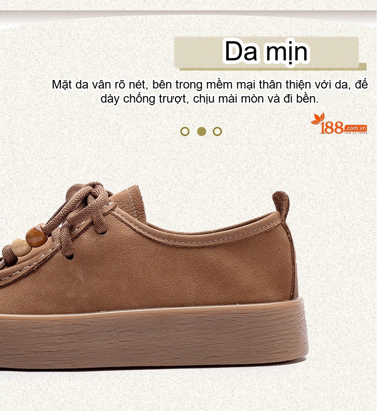 Giày Oxford Nữ Da Mờ Đế Dày Phong Cách Retro Chiều Cao Đế Khoảng 3cm Màu Nâu, Kem, Đỏ chi tiết 2