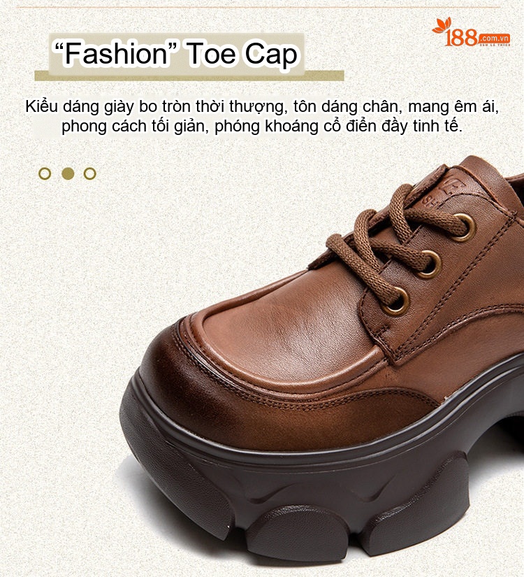 Giày Oxford Nữ Đế Bánh Mì Cao Cấp Chiều Cao Đế Khoảng 6cm Phong Cách Vintage Màu Đen, Nâu, Kem... chi tiết 4