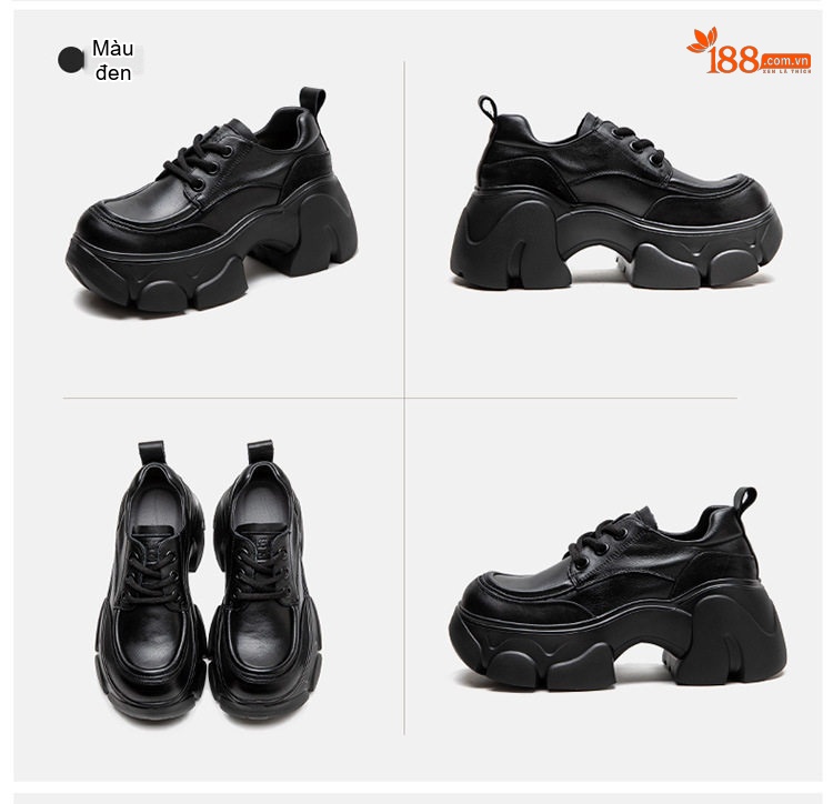 Giày Oxford Nữ Đế Bánh Mì Cao Cấp Chiều Cao Đế Khoảng 6cm Phong Cách Vintage Màu Đen, Nâu, Kem... chi tiết 17