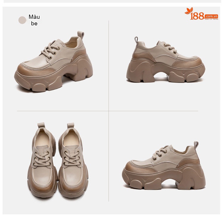 Giày Oxford Nữ Đế Bánh Mì Cao Cấp Chiều Cao Đế Khoảng 6cm Phong Cách Vintage Màu Đen, Nâu, Kem... chi tiết 18