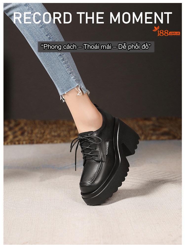 Giày Oxford Nữ Đế Bánh Mì Chiều Cao Đế Khoảng 6cm Màu Đen, Nâu chi tiết 6