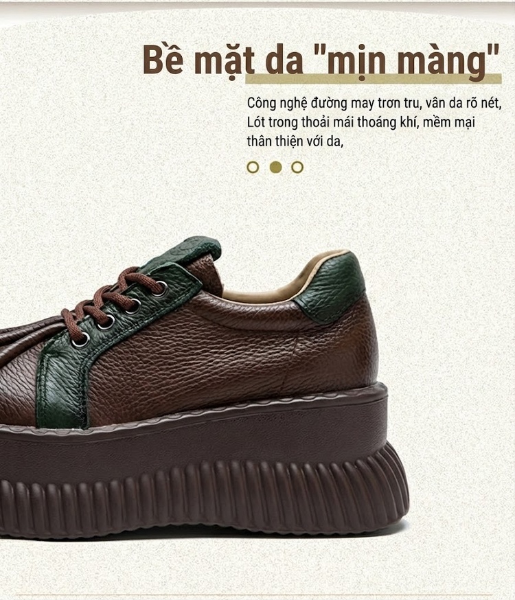 Giày Oxford Nữ Đế Bánh Mì Phong Cách Vintage Chiều Cao Đế Khoảng 5cm Màu Đỏ, Đen, Nâu... chi tiết 3