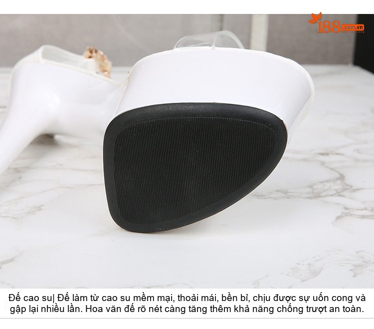 Giày Sandal Cao Gót Nữ Quai Trong Suốt Da Bóng Gót Cao 17cm Màu Đen, Đỏ, Vàng, Trắng... chi tiết 7