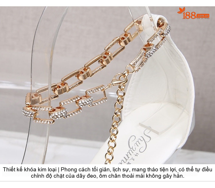 Giày Sandal Cao Gót Nữ Quai Trong Suốt Da Bóng Gót Cao 17cm Màu Đen, Đỏ, Vàng, Trắng... chi tiết 8