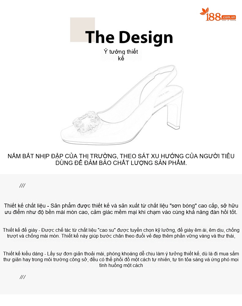 Giày Sandal Cao Gót Nữ Mũi Vuông Da Bóng Quai Hậu Đính Đá Gót Cao 7cm - 8cm Màu Đen, Kem chi tiết 1
