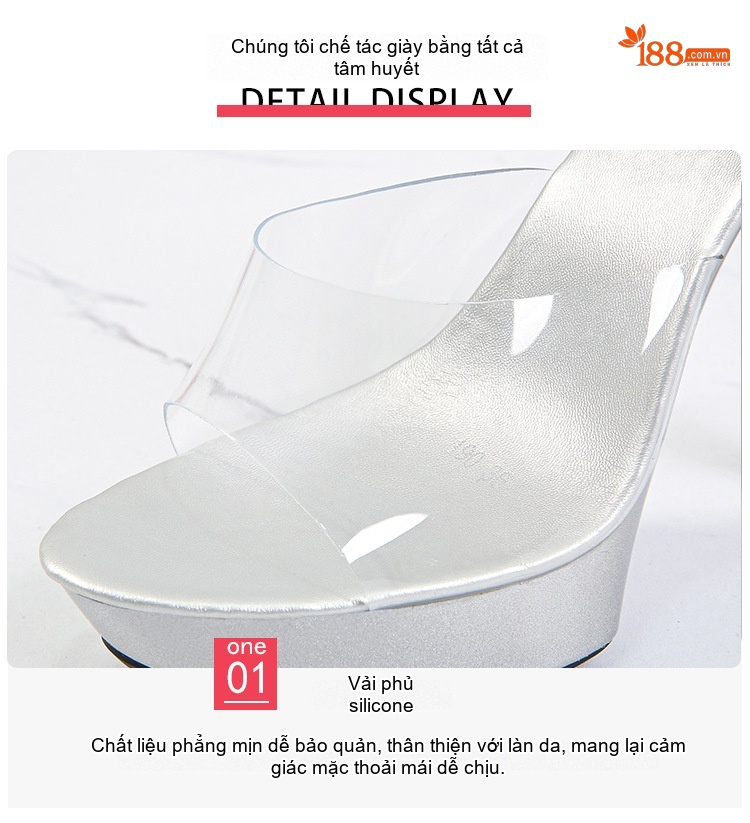 Giày Sandal Cao Gót Nữ Quai Trong Suốt Gót Nhọn Đế Xuồng Gót Cao 10cm - 12cm Màu Đen, Đỏ, Vàng, Bạc... chi tiết 5