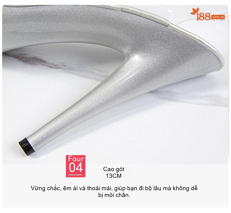 Giày Sandal Cao Gót Nữ Quai Trong Suốt Gót Nhọn Đế Xuồng Gót Cao 10cm - 12cm Màu Đen, Đỏ, Vàng, Bạc... chi tiết 8