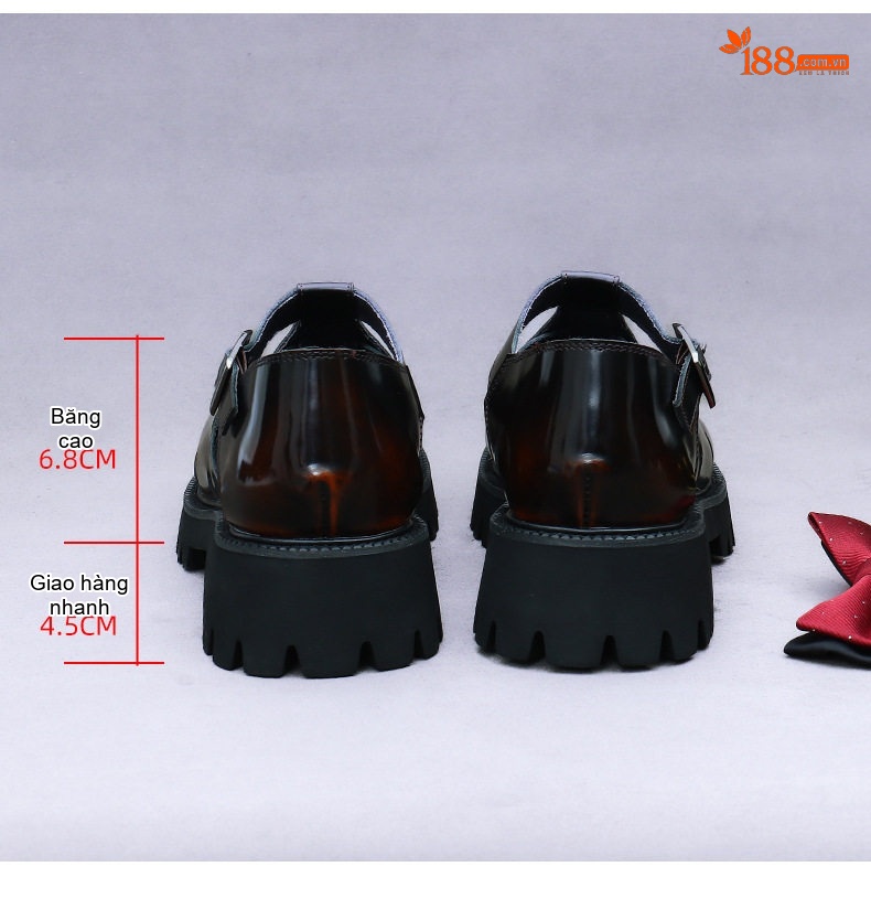 Giày Sandal Nam Da Bò Bóng Đế Cao 4.5cm Quai Khóa Màu Đen chi tiết 16