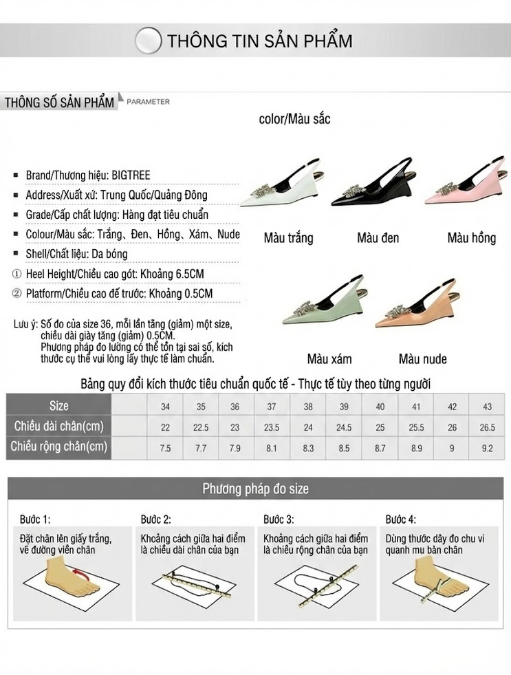Giày Sandal Cao Gót Nữ Da Bóng Mũi Nhọn Khoét Lỗ Quai Hậu Đính Đá Gót Cao 7cm - 8cm Màu Đen, Hồng, Trắng, Xanh... chi tiết 1