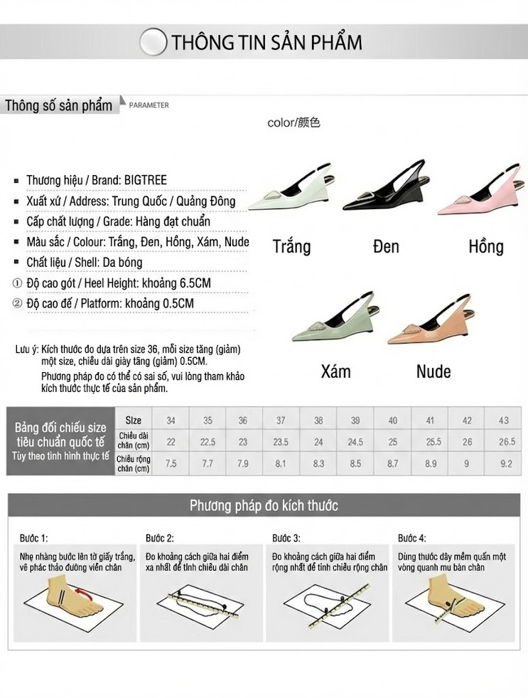 Giày Sandal Cao Gót Nữ Da Bóng Quai Hậu Đế Xuồng Đính Đá Gót Cao 7cm - 8cm Màu Đen, Trắng, Hồng, Kem... chi tiết 1
